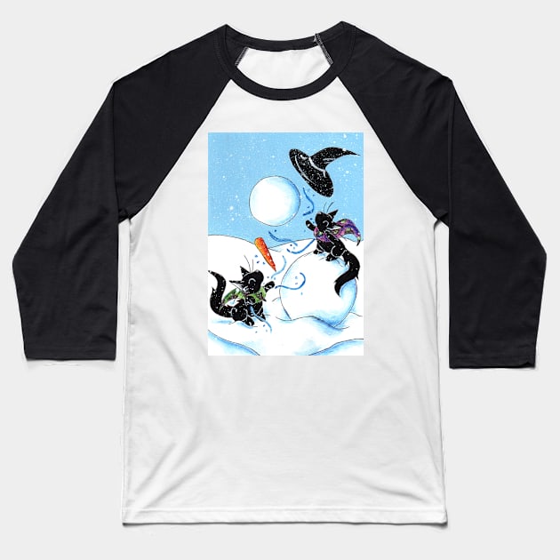 Snow in Salem Baseball T-Shirt by KristenOKeefeArt